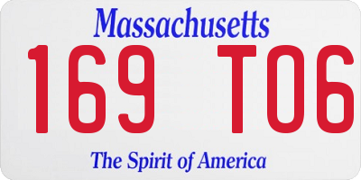 MA license plate 169TO6