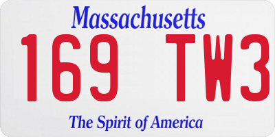 MA license plate 169TW3