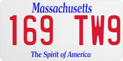 MA license plate 169TW9