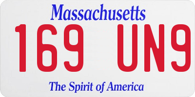 MA license plate 169UN9