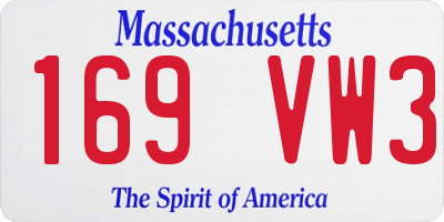 MA license plate 169VW3