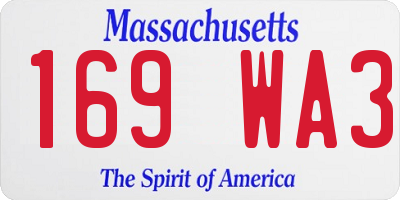 MA license plate 169WA3