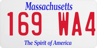 MA license plate 169WA4