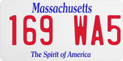 MA license plate 169WA5