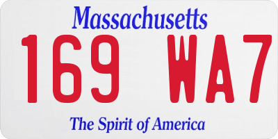 MA license plate 169WA7