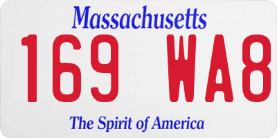 MA license plate 169WA8