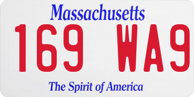 MA license plate 169WA9