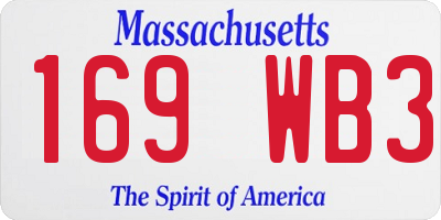 MA license plate 169WB3