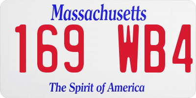 MA license plate 169WB4