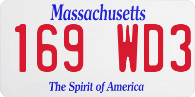 MA license plate 169WD3
