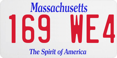 MA license plate 169WE4