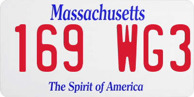 MA license plate 169WG3