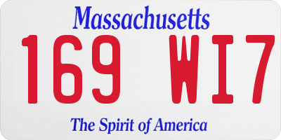 MA license plate 169WI7