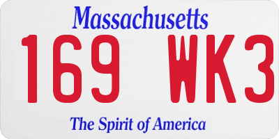 MA license plate 169WK3