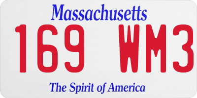 MA license plate 169WM3