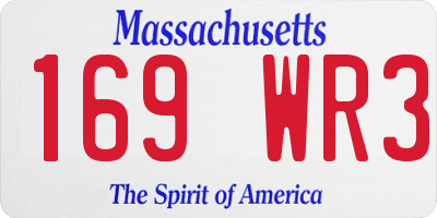 MA license plate 169WR3