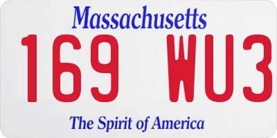 MA license plate 169WU3