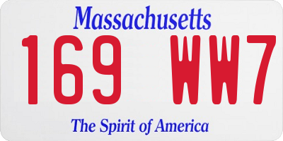 MA license plate 169WW7