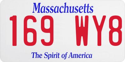 MA license plate 169WY8