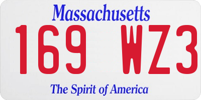 MA license plate 169WZ3