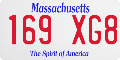 MA license plate 169XG8