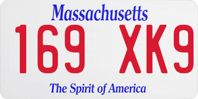 MA license plate 169XK9