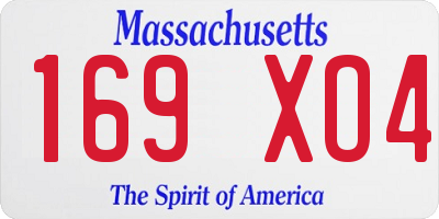 MA license plate 169XO4