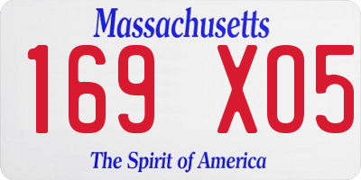 MA license plate 169XO5