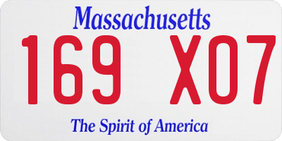 MA license plate 169XO7