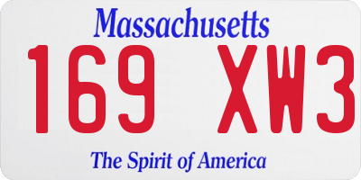 MA license plate 169XW3