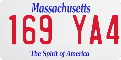 MA license plate 169YA4