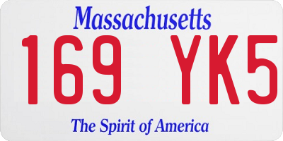 MA license plate 169YK5