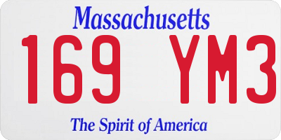 MA license plate 169YM3