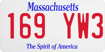 MA license plate 169YW3