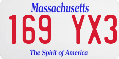 MA license plate 169YX3