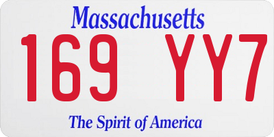 MA license plate 169YY7