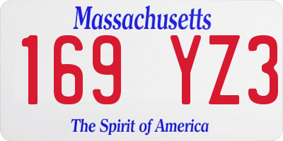 MA license plate 169YZ3