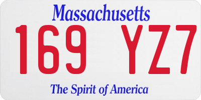 MA license plate 169YZ7