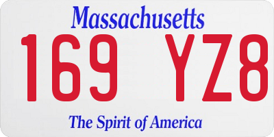 MA license plate 169YZ8
