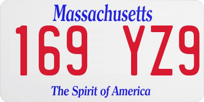 MA license plate 169YZ9