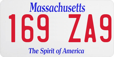 MA license plate 169ZA9