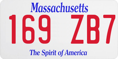 MA license plate 169ZB7