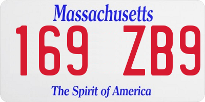 MA license plate 169ZB9