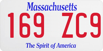 MA license plate 169ZC9