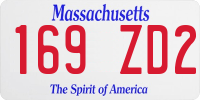 MA license plate 169ZD2