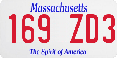 MA license plate 169ZD3