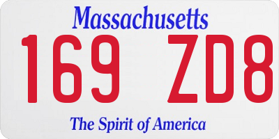 MA license plate 169ZD8