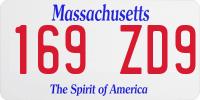 MA license plate 169ZD9