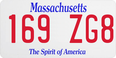 MA license plate 169ZG8
