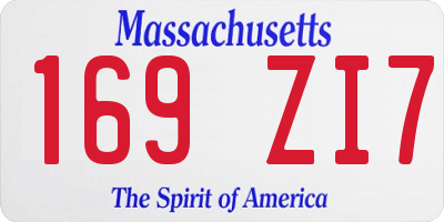 MA license plate 169ZI7
